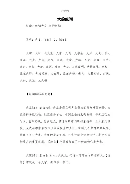 大的组词