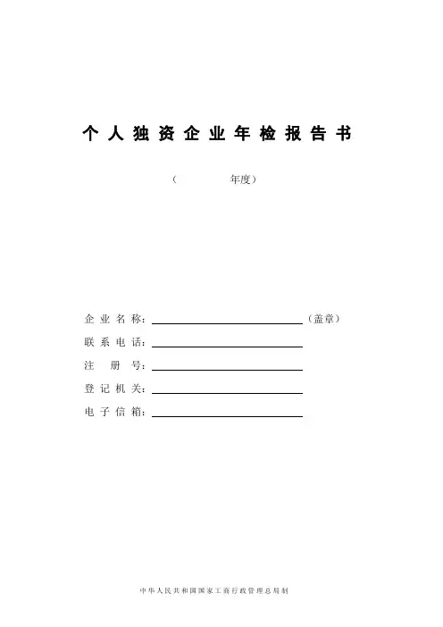 工商企业年检表