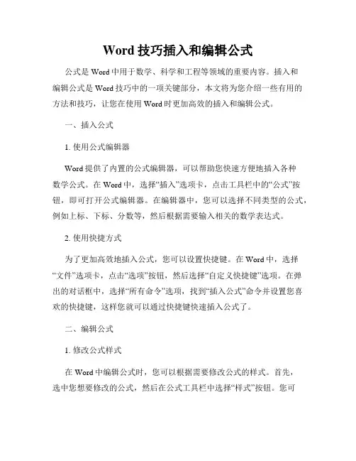 Word技巧插入和编辑公式