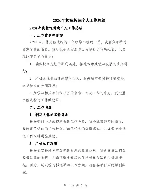 2024年控违拆违个人工作总结