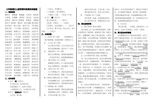 部编版三年级语文上册背诵与积累知识梳理