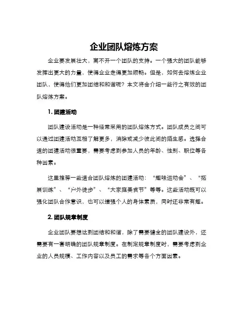 企业团队熔炼方案