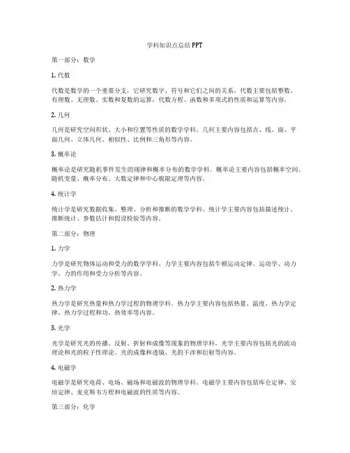 学科知识点总结PPT