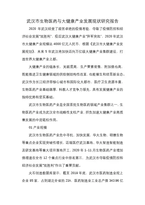 武汉市生物医药与大健康产业发展现状研究报告