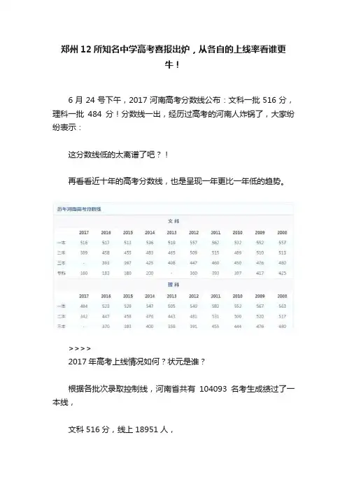 郑州12所知名中学高考喜报出炉，从各自的上线率看谁更牛！