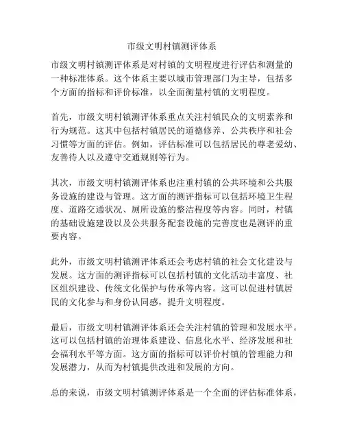 市级文明村镇测评体系