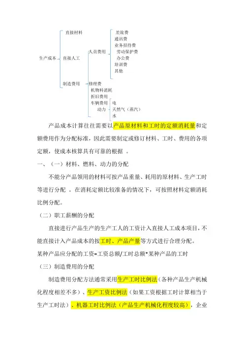 生产成本的构成及分配方法