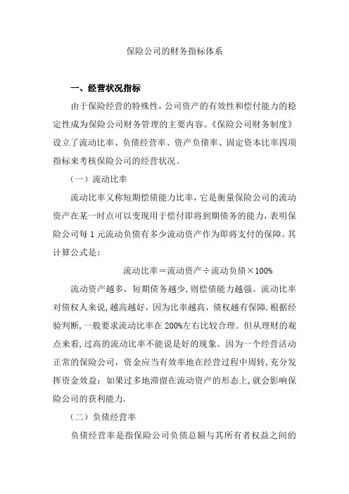 保险企业财务指标