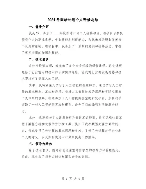 2024年国培计划个人研修总结(二篇)