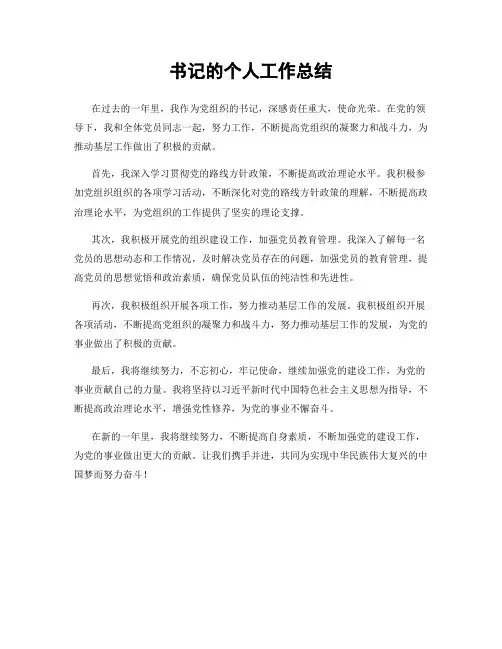 书记的个人工作总结