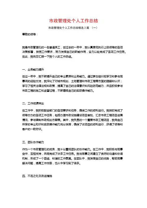 市政管理处个人工作总结2篇