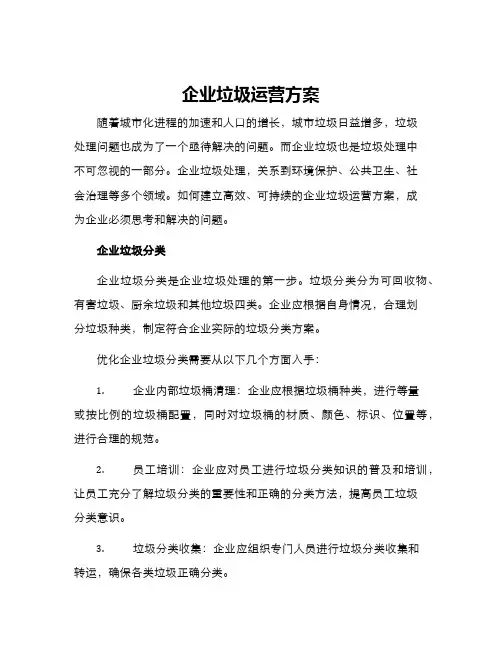 企业垃圾运营方案