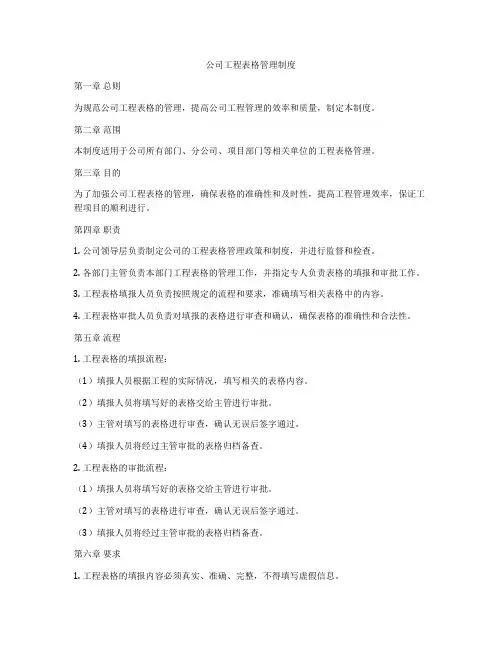 公司工程表格管理制度