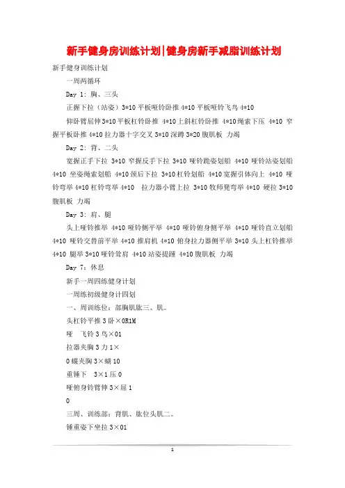 新手健身房训练计划-健身房新手减脂训练计划