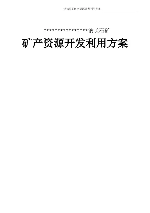 钠长石开发利用方案