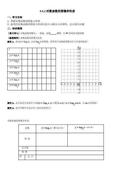 对数函数的图像和性质导学案 高一上学期数学人教A版(2019)必修第一册