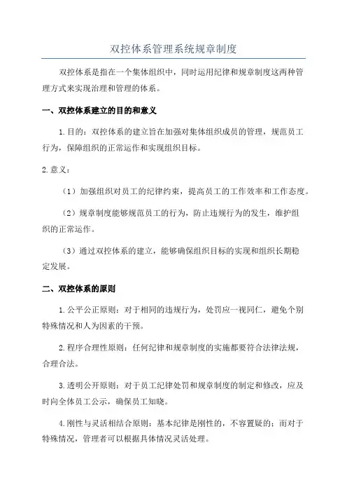 双控体系管理系统规章制度