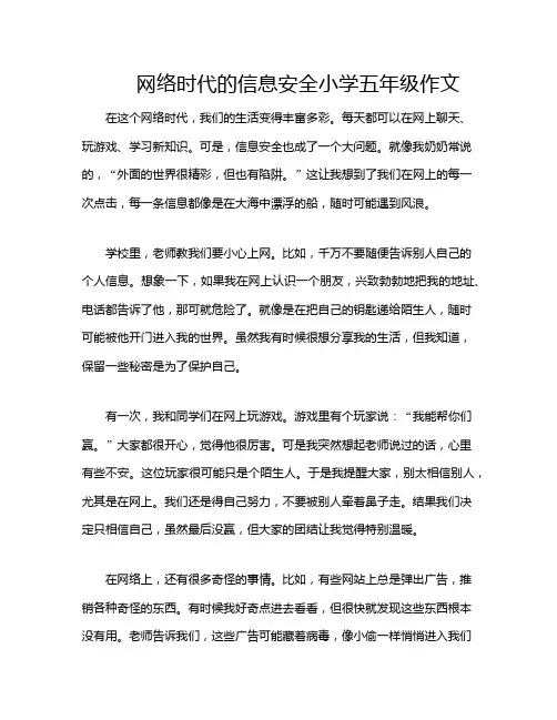 网络时代的信息安全小学五年级作文