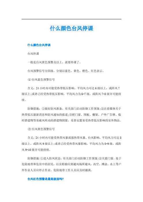 什么颜色台风停课