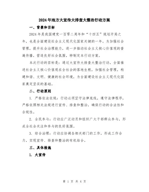 2024年地方大宣传大排查大整治行动方案