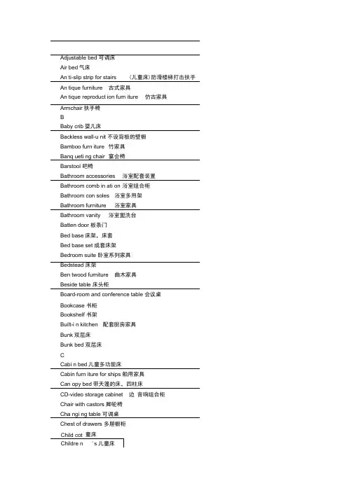 【首字母分类版】家具英文单词大全
