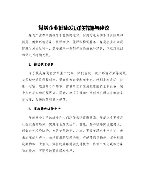 煤炭企业健康发展的措施与建议