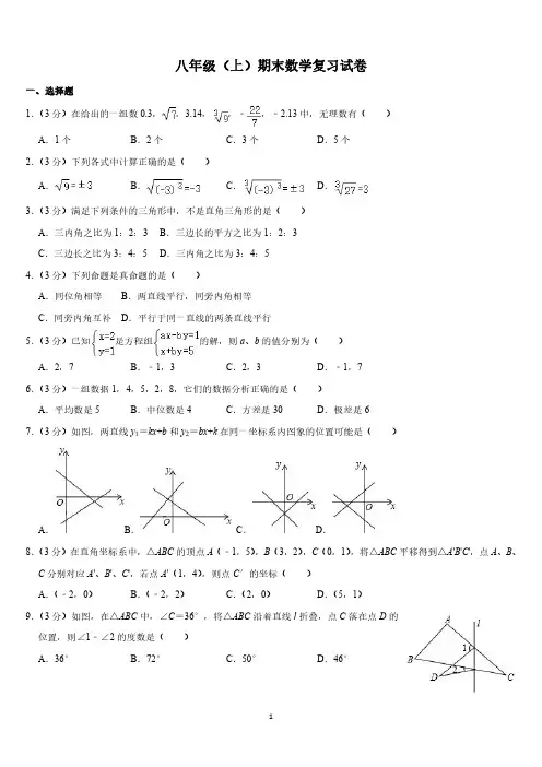 广东顺德区八年级(上)期末数学复习试卷(教研室)