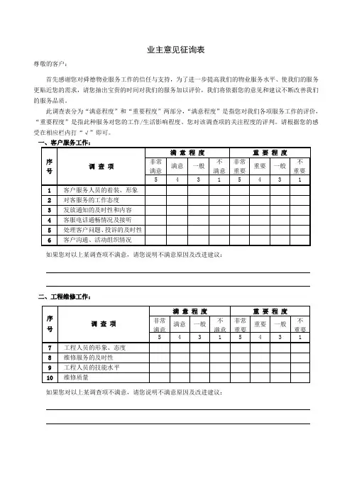 1801业主意见征询表