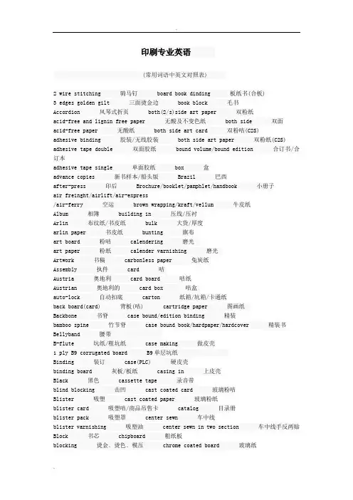 印刷行业英语术语