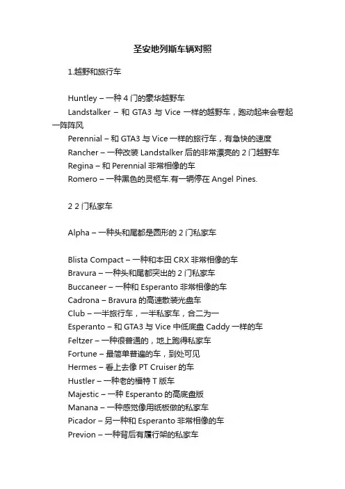 圣安地列斯车辆对照