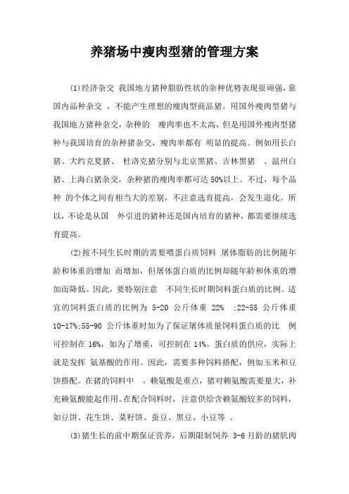 养猪场中瘦肉型猪管理方案