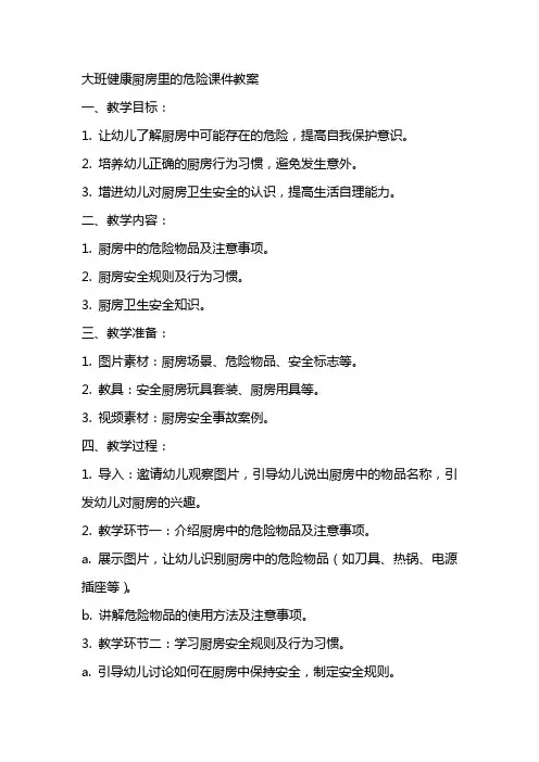 大班健康厨房里的危险课件教案
