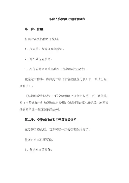 车险人伤保险公司赔偿流程