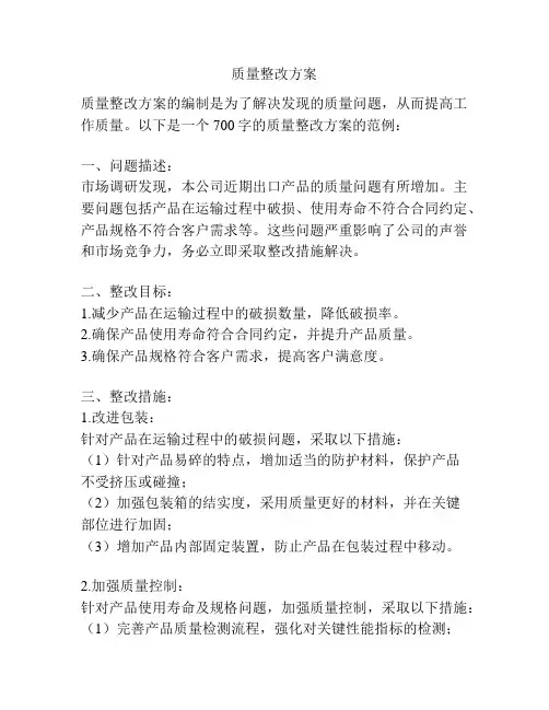 质量整改方案