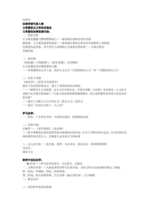 法理学主要流派代表人物