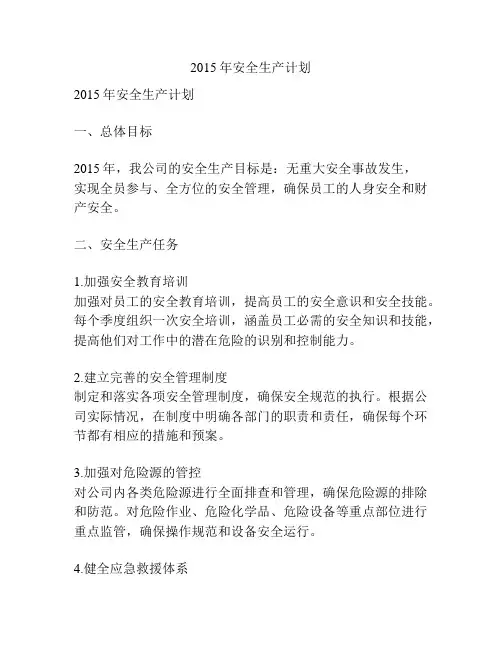 2015年安全生产计划