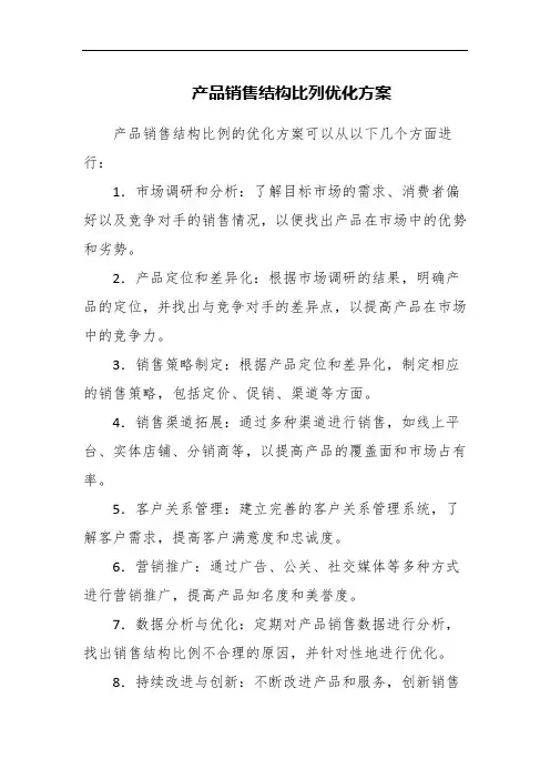 产品销售结构比列优化方案