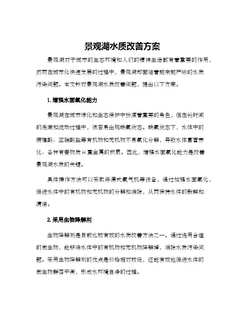 景观湖水质改善方案