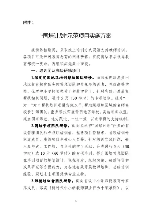 “国培计划”示范项目实施方案