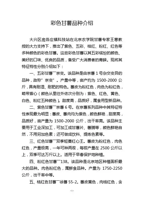 彩色甘薯品种介绍