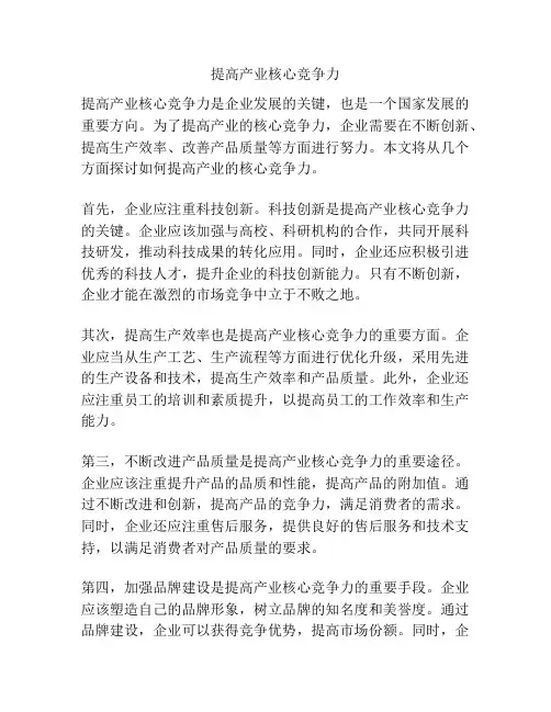 提高产业核心竞争力