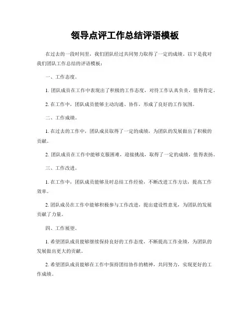 领导点评工作总结评语模板
