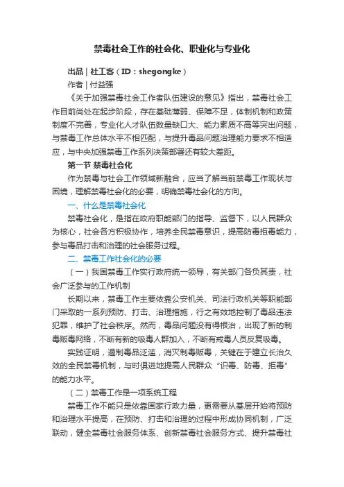 禁毒社会工作的社会化、职业化与专业化