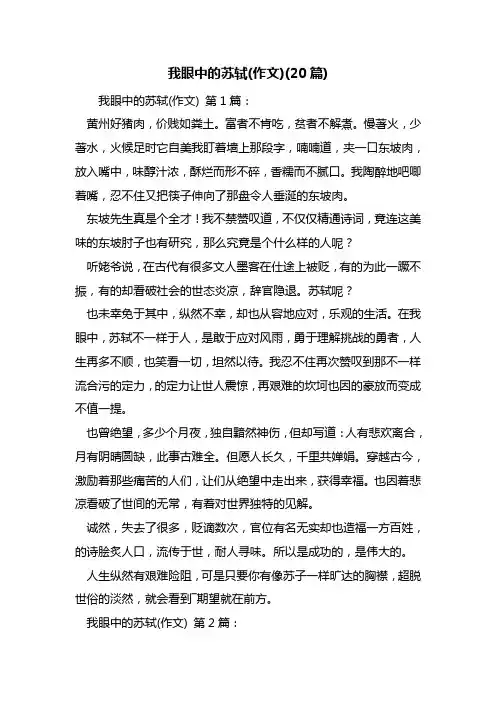 最新我眼中的苏轼(作文)(20篇)