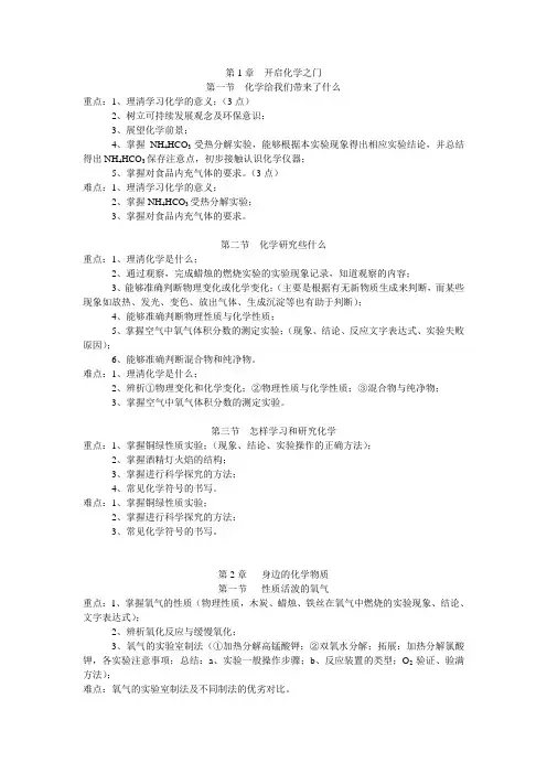 初三化学重、难点整理(完整)