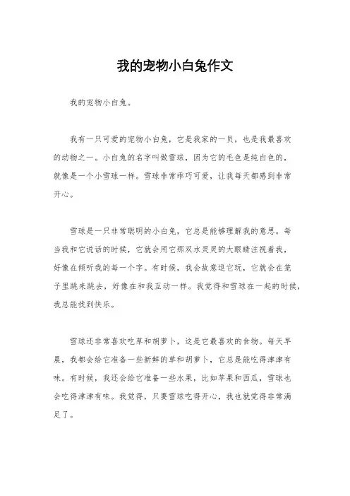 我的宠物小白兔作文