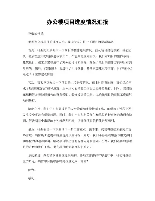 办公楼项目进度情况汇报