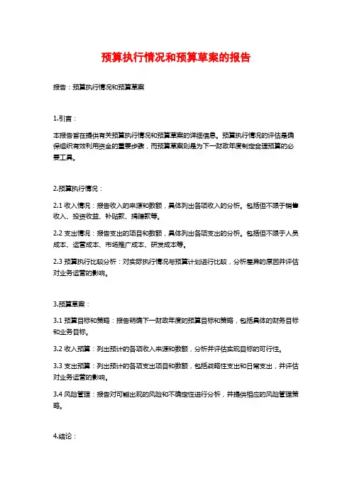预算执行情况和预算草案的报告