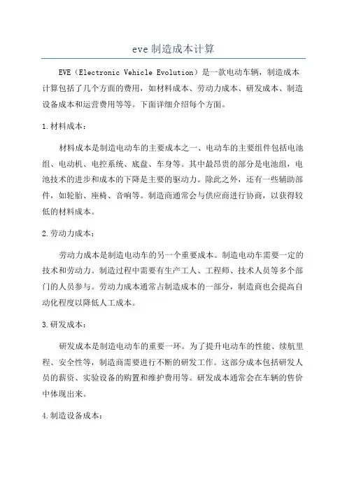 eve制造成本计算