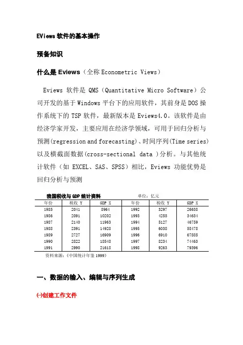 EViews软件的基本操作